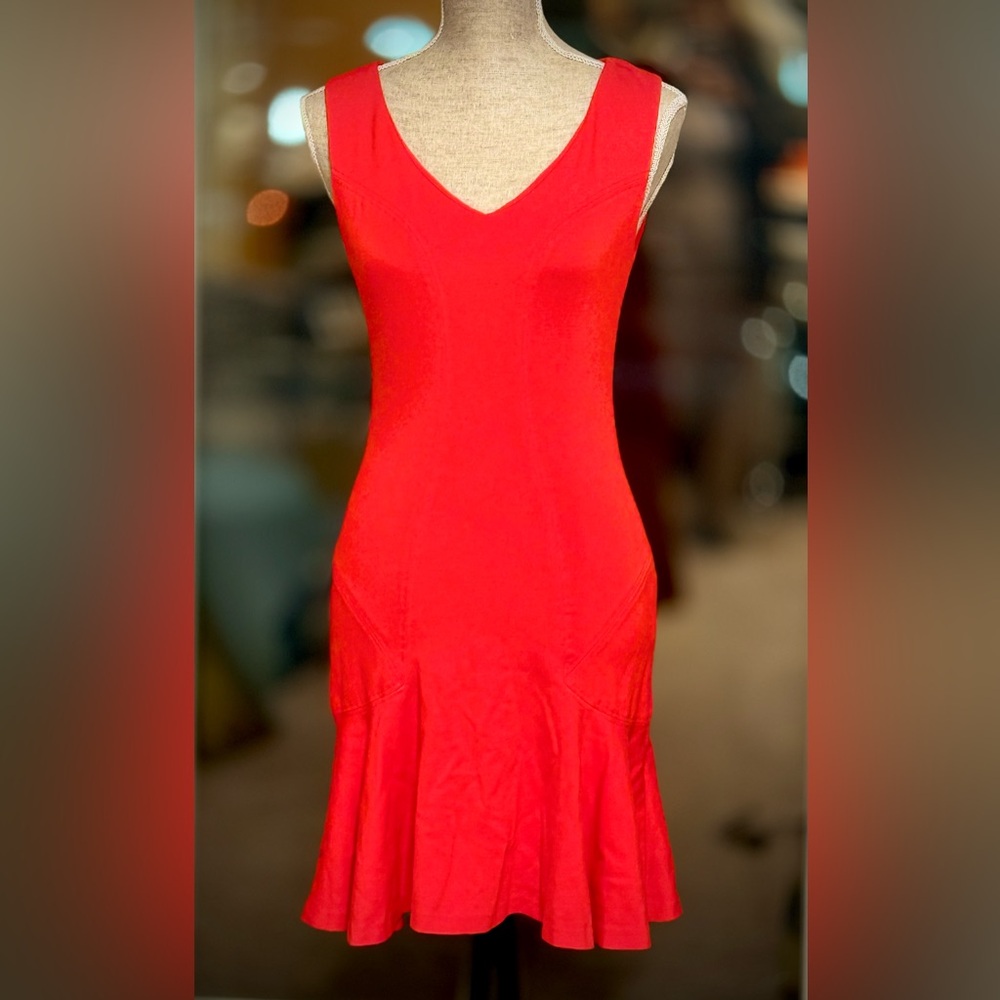 DVF Diane Von Furstenberg Carla Fit & Flare Flounce Hem Party Red Dress sz 2